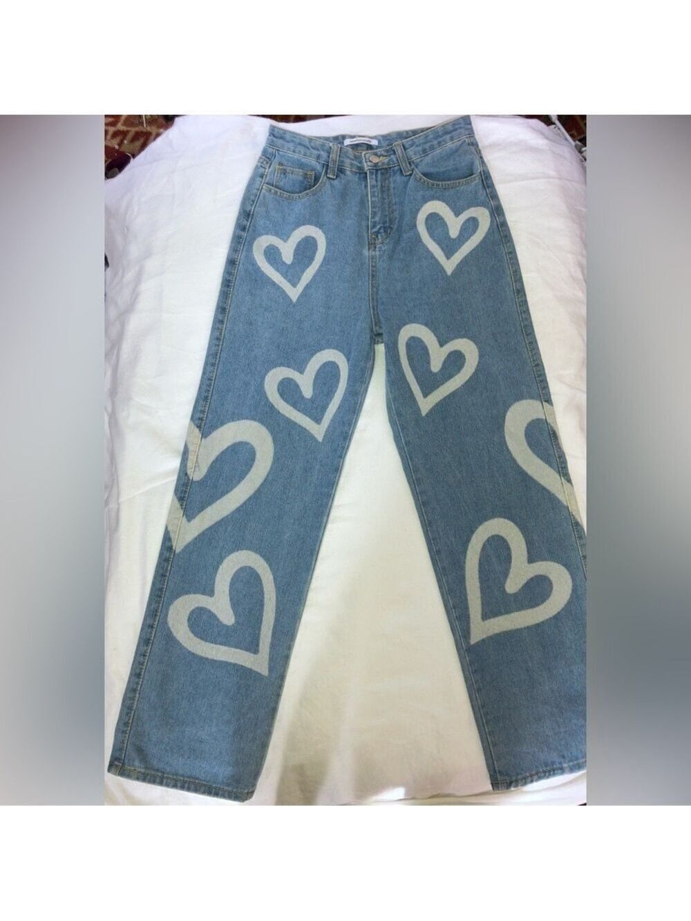 Colorful Natalie High Waisted, Wide Leg Heart Jeans in light Denim size 27 - Picture 11 of 11